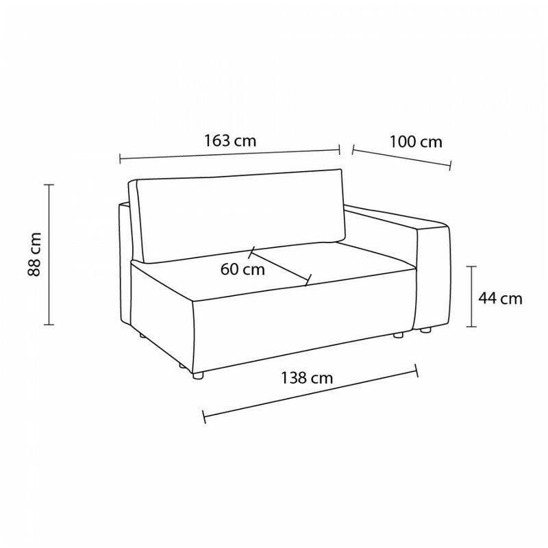 Sarı Fitilli Kadife Kumaş Sol Kollu Modüler İkili Koltuk - 163x100 cm - 154136