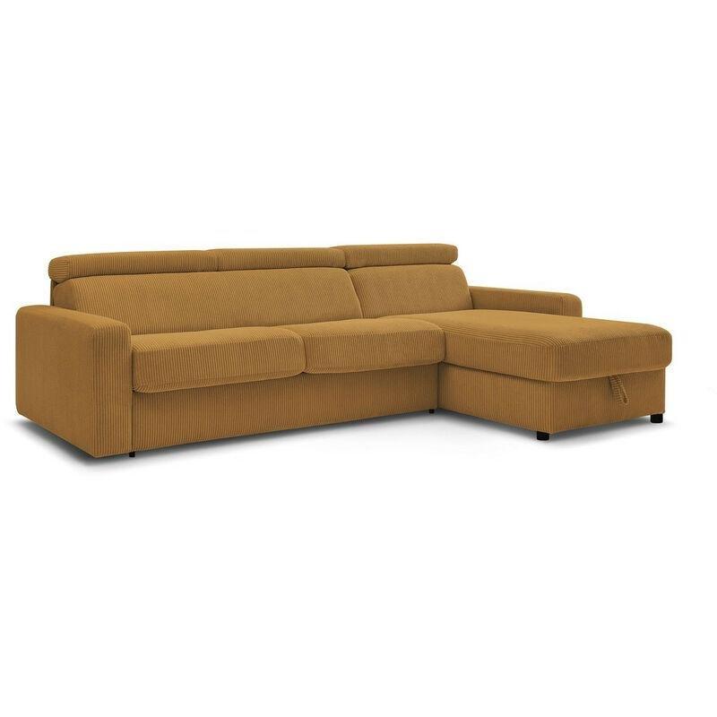 Sarı Fitilli Kadife Yataklı Sandıklı Yönü Değiştirilebilir Köşe Koltuk - 277x158 cm - 152384