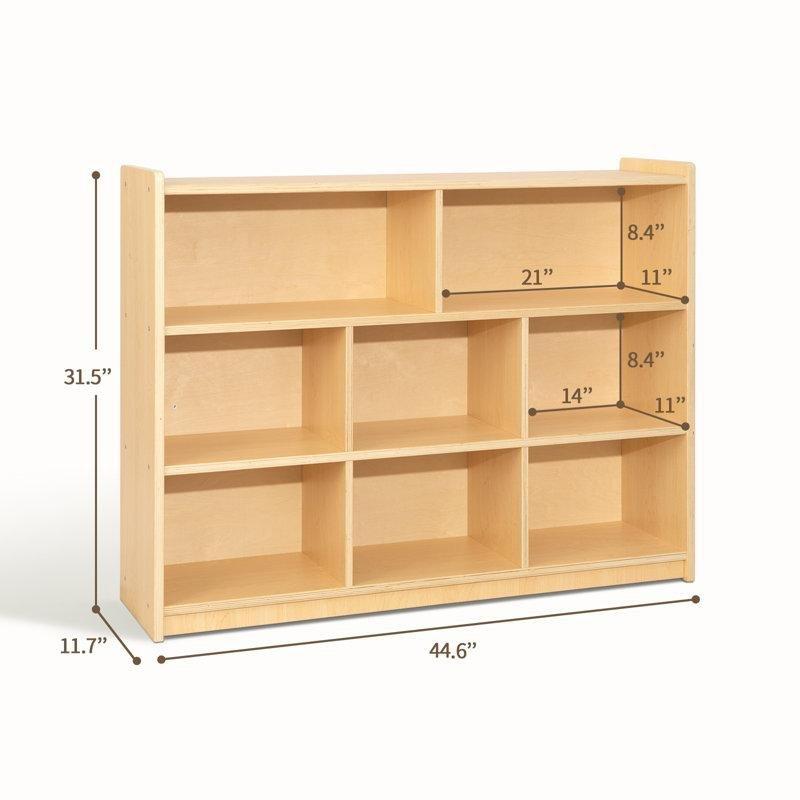 Sarı Geri Kazanılmış Ahşap 8 Bölmeli Yatay Montessori Oyuncak Dolabı - 114 cm - 149982