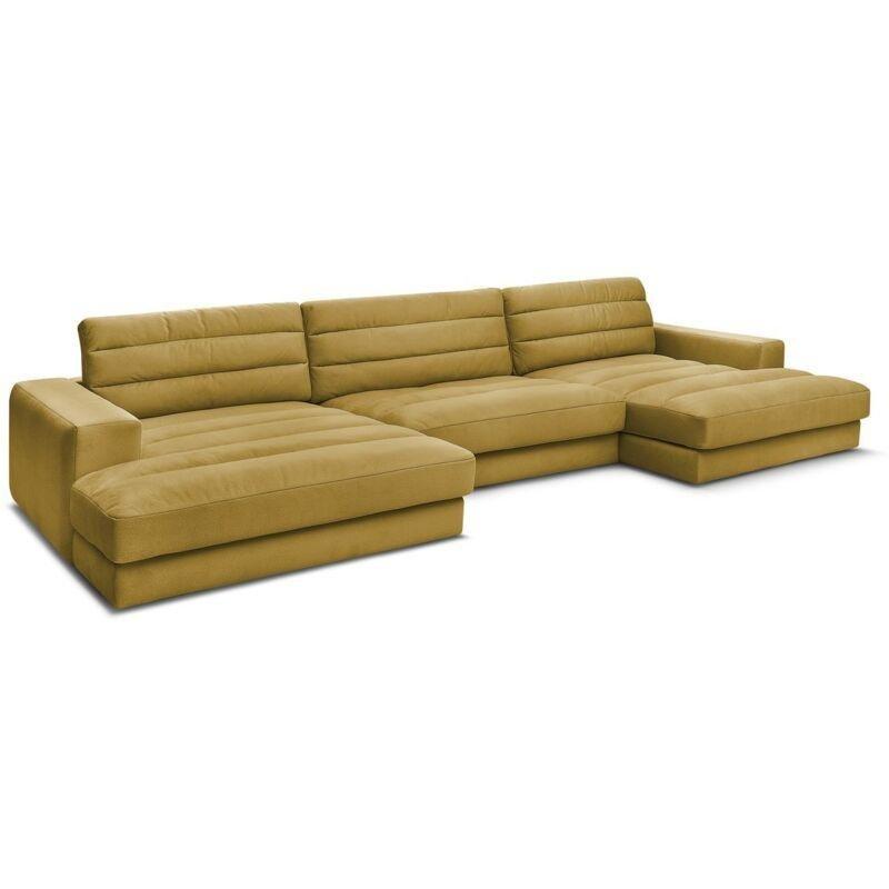 Sarı Kadife Modern Panoramik Koltuk - 276 cm - 153965