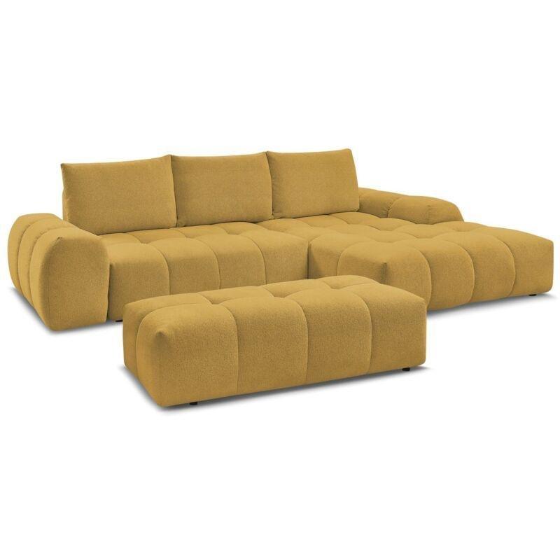 Sarı Kırçıllı Kumaş Yataklı Sandıklı Puflu Köşe Koltuk - 152978