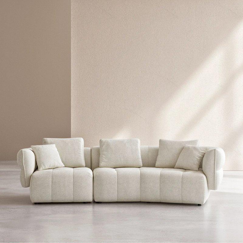 Sedefli Beyaz Kuş Tüyü Dolgulu 5 Kişilik Kumaş Koltuk - 300 cm - 154989