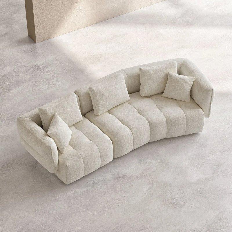 Sedefli Beyaz Kuş Tüyü Dolgulu 5 Kişilik Kumaş Koltuk - 300 cm - 154989