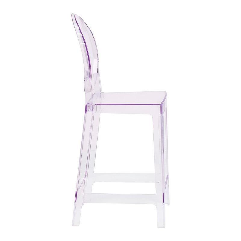 Şeffaf Akrilik Alçak Sırtlı İstiflenebilir Plastik Bar Sandalyesi 3lü Set - 66 cm - 148419
