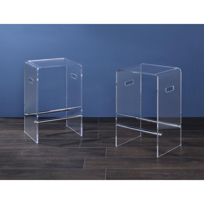 Şeffaf Akrilik Ayak Destekli 2li Set Plastik Bar Sandalyesi - 61 cm - 148425