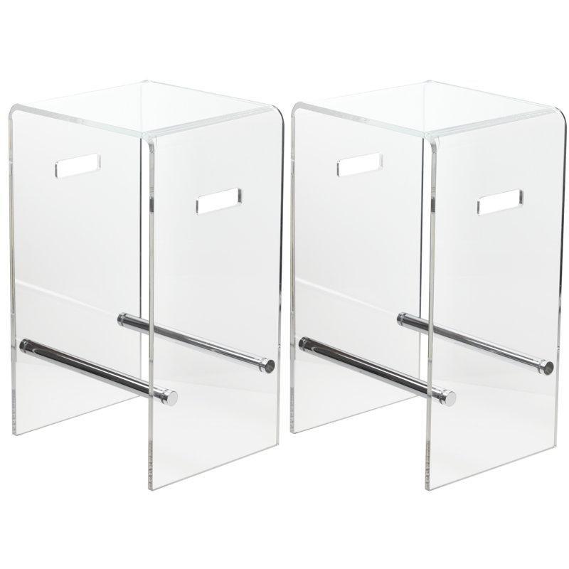 Şeffaf Akrilik Ayak Destekli 2li Set Plastik Bar Sandalyesi - 61 cm - 148425