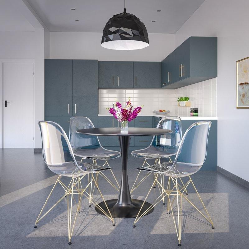 Şeffaf Akrilik Gold Metal Ayaklı Eiffel Tasarım Sandalye - 146064