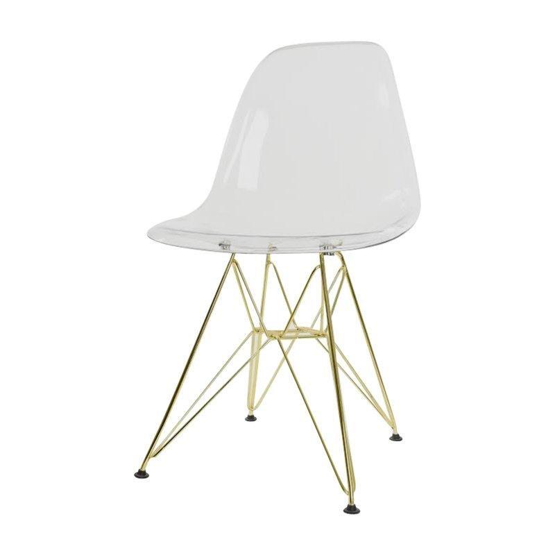 Şeffaf Akrilik Gold Metal Ayaklı Eiffel Tasarım Sandalye - 146064