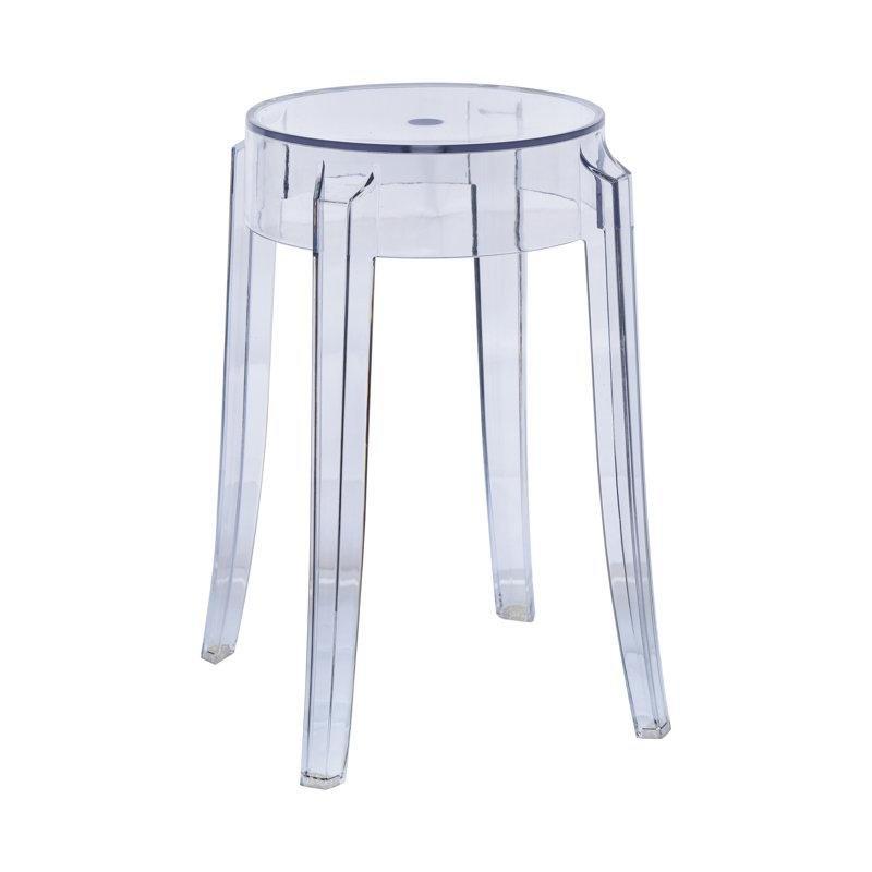 Şeffaf Akrilik Sırtlıksız 4 Ayaklı Plastik Bar Sandalyesi 2li Set - 46 cm - 148449