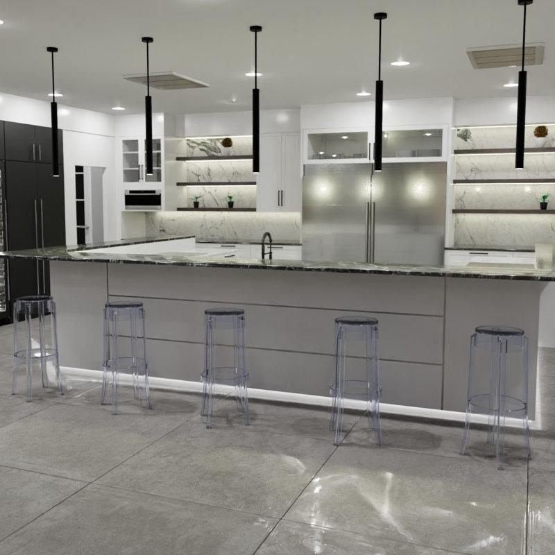 Şeffaf Akrilik Sırtlıksız Dört Ayaklı Bar Sandalyesi - 75 cm - 148344