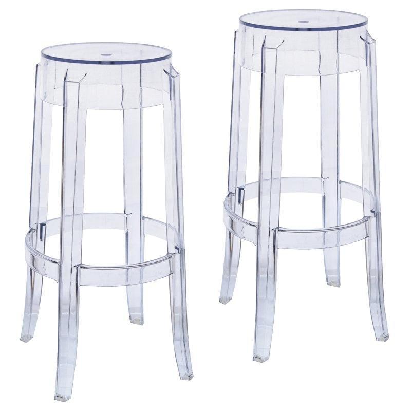 Şeffaf Akrilik Sırtlıksız Dört Ayaklı Bar Sandalyesi - 75 cm - 148344