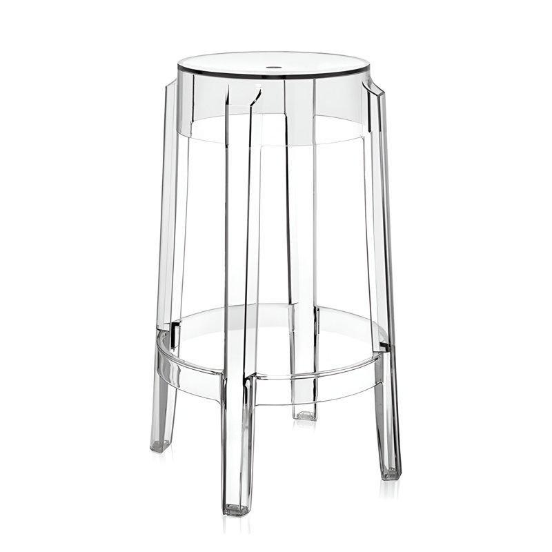 Şeffaf Akrilik Sırtlıksız İstiflenebilir 3lü Set Plastik Bar Sandalyesi - 67 cm - 148416