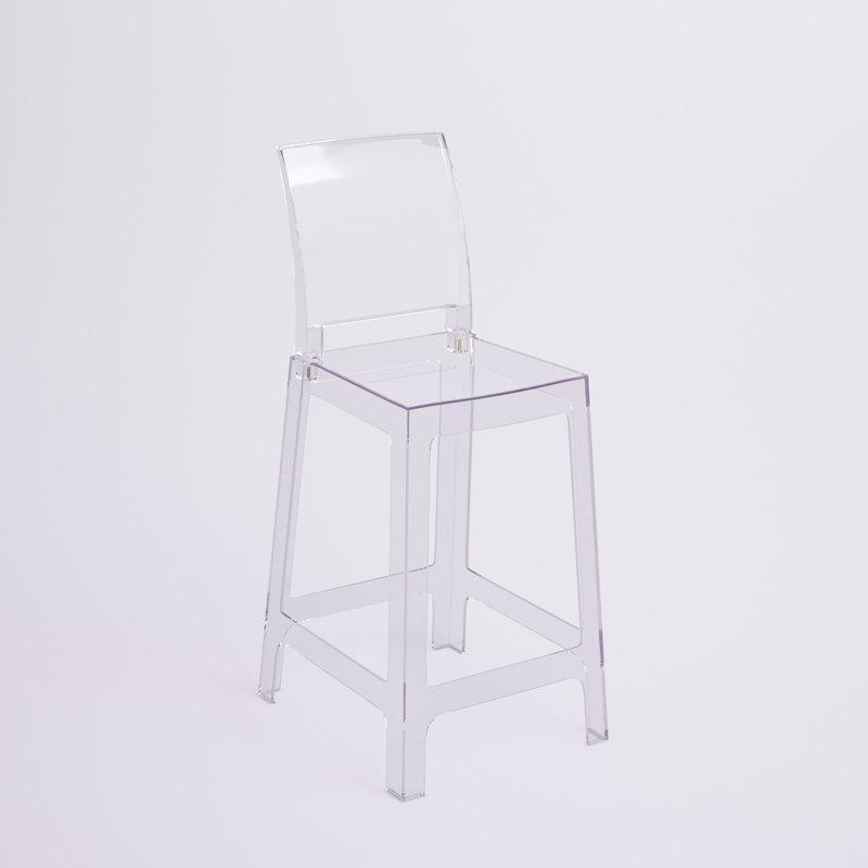 Şeffaf Kare Sırtlı Plastik Bar Sandalyesi - 64 cm - 148353
