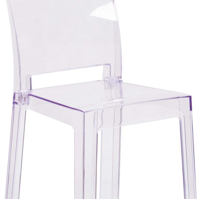 Şeffaf Kare Sırtlı Plastik Bar Sandalyesi - 64 cm - 148353