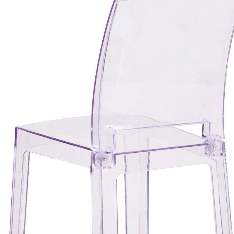 Şeffaf Kristal Akrilik Ayak Destekli Tam Sırtlı Plastik Bar Sandalyesi 4lü Set - 61 cm - 148350
