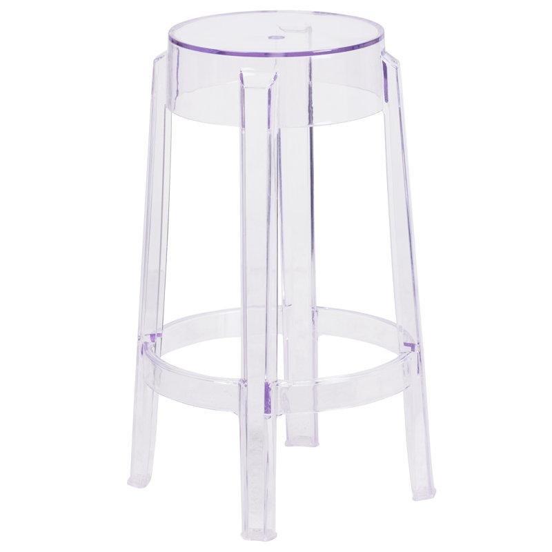 Şeffaf Polikarbon İstiflenebilir Sırtlıksız Plastik Bar Sandalyesi - 66 cm - 148410