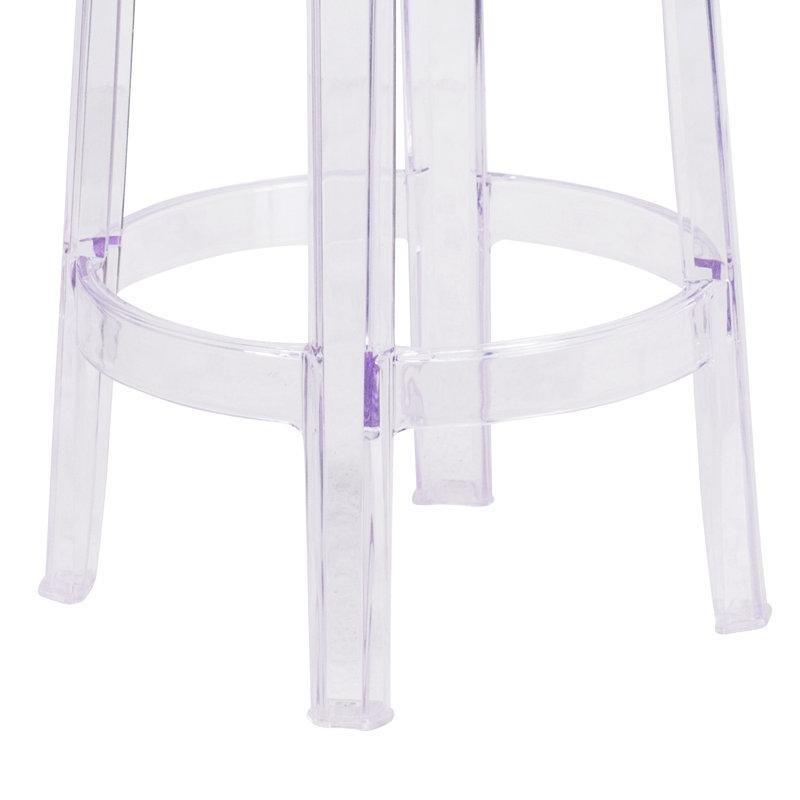 Şeffaf Polikarbon İstiflenebilir Sırtlıksız Plastik Bar Sandalyesi - 66 cm - 148410