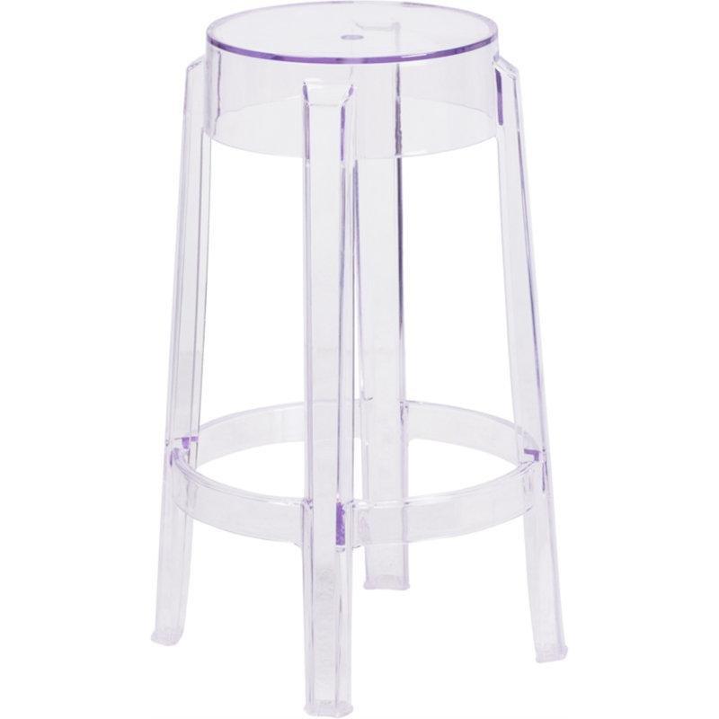 Şeffaf Polikarbon İstiflenebilir Sırtlıksız Plastik Bar Sandalyesi - 66 cm - 148410