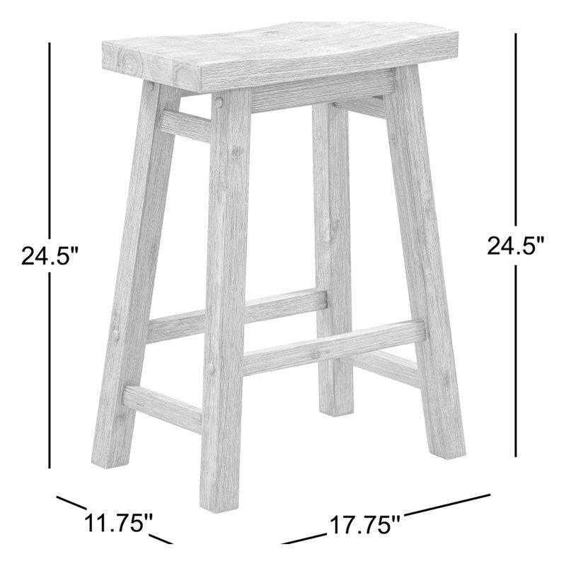 Sırtlıksız Eyer Oturaklı Masif Akasya Ham Ahşap Bar Sandalyesi - 63 cm - 148854