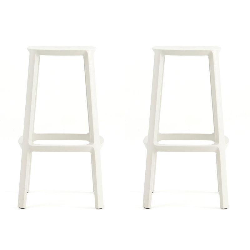 Sırtlıksız İç Dış Mekan Uyumlu 2li Set Plastik Bar Sandalyesi - 65 cm - 148431