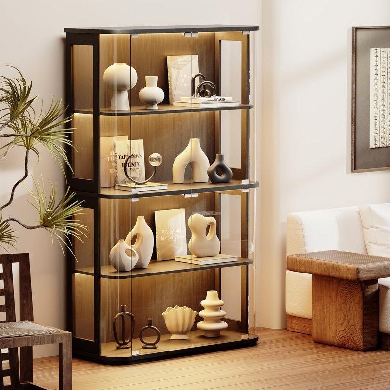 Siyah 3 Renk Işıklı İnsan Vücudu Sensörlü 4 Katlı Camlı Oyuncak Dolabı - 99x171x40 cm - 149850