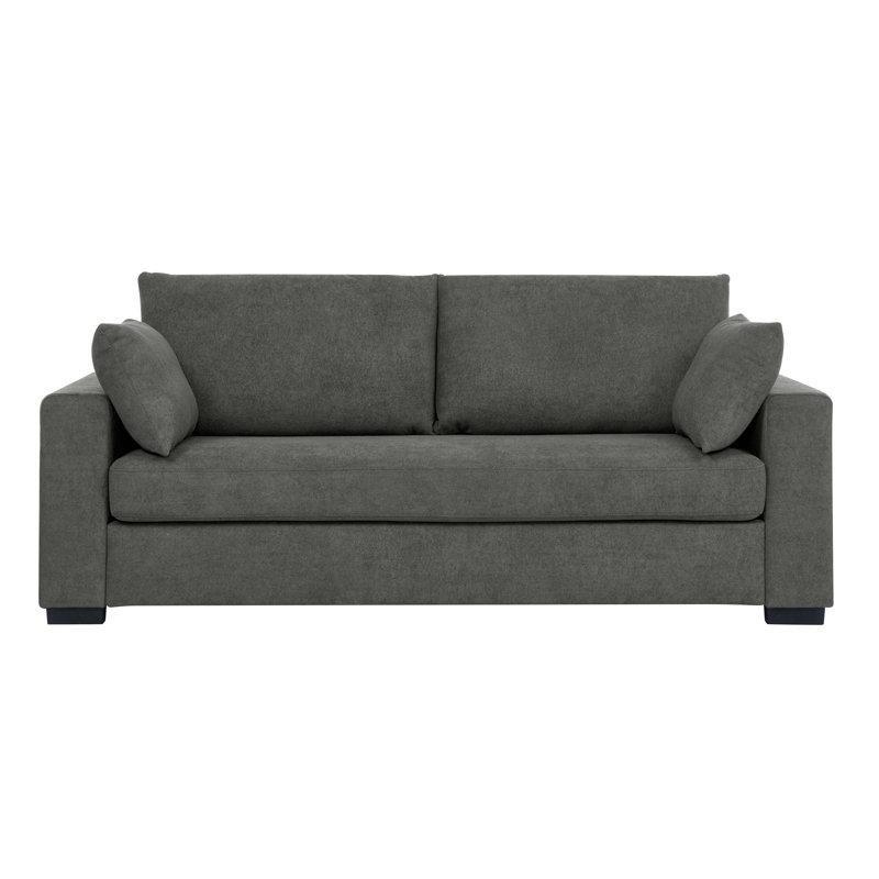 Siyah Ahşap Ayaklı Polyester Kumaş Kırlentli 3 Kişilik Koltuk - 201 cm - 151786