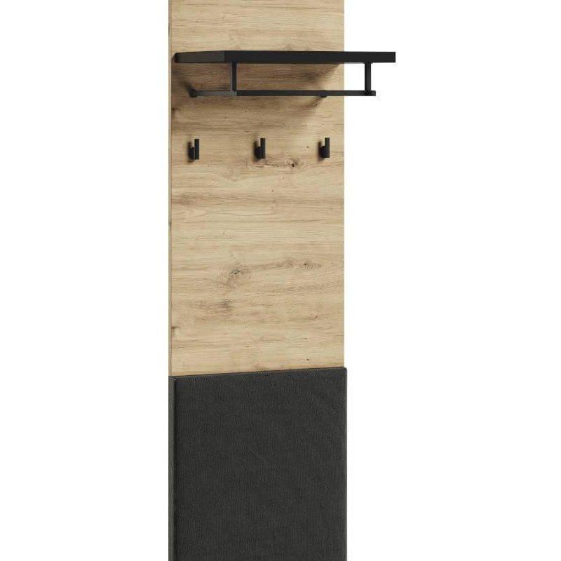 Siyah Ahşap Oturaklı Aynalı LED Aydınlatmalı Portmanto Vestiyer Seti - 135 cm - 158734