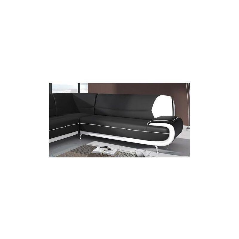 Siyah Beyaz Suni Deri Krom Ayaklı Köşe Koltuk - 216x216 cm - 154313