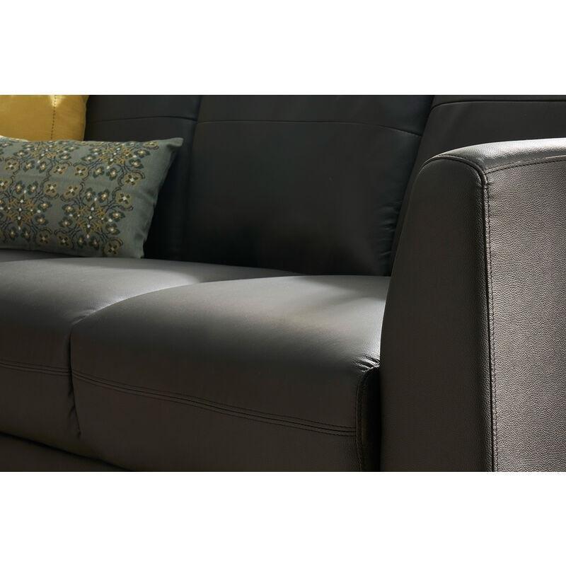 Siyah Bufalo Derisi Metal Ayaklı 3 Kişilik Koltuk - 209 cm - 152943