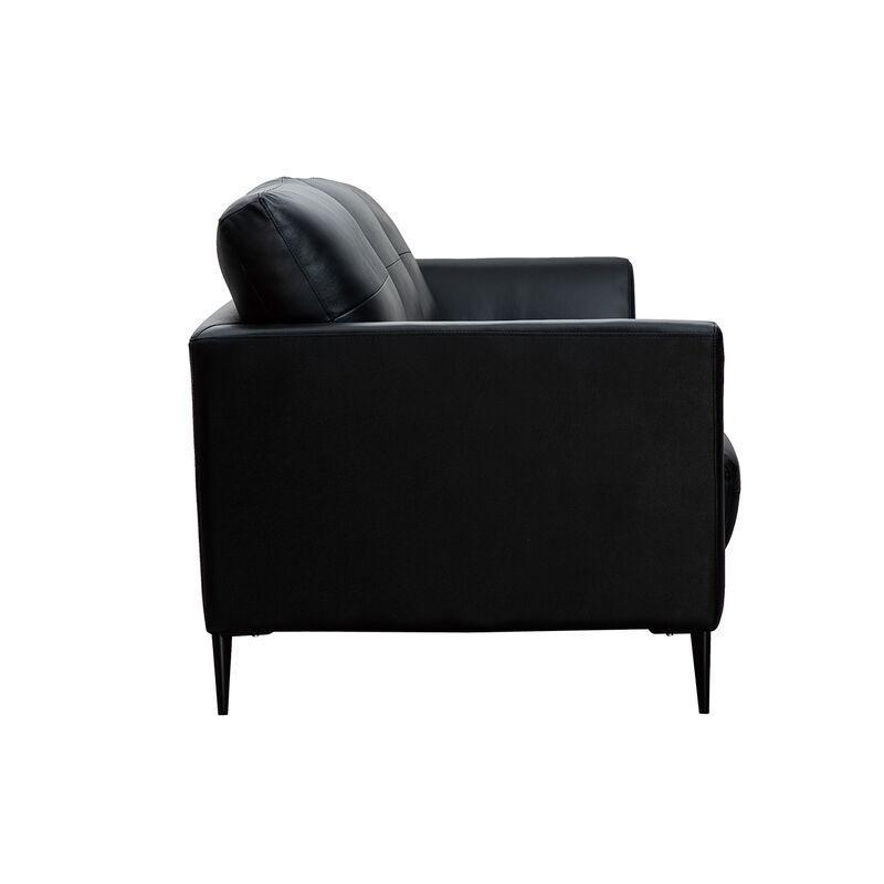 Siyah Bufalo Derisi Metal Ayaklı 3 Kişilik Koltuk - 209 cm - 152943