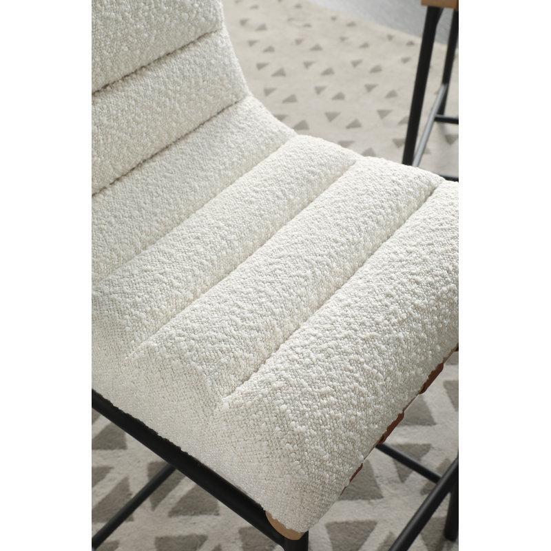 Siyah Bukle Kumaş Metal Ayaklı Deri Detaylı Bar Sandalyesi - 67 cm - 147741