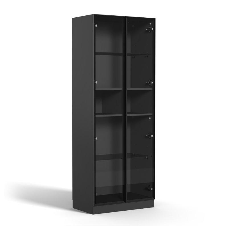 Siyah Cam Kapaklı LED Işıklı Vitrin - Gümüşlük - 60x37x160 cm - 156799