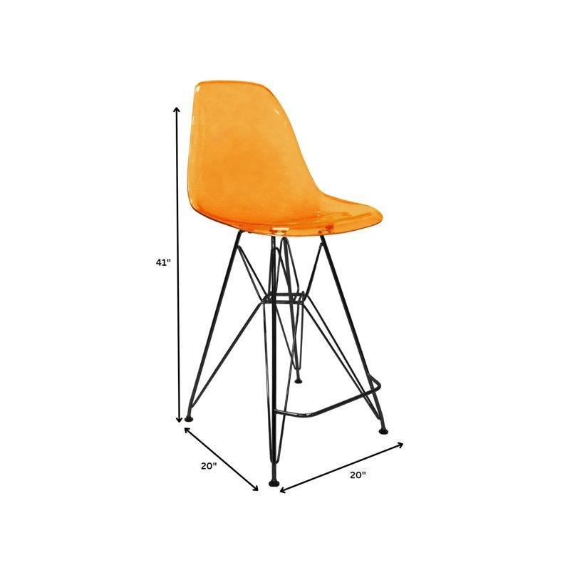 Siyah Çelik Akrilik Kavisli Sırtlıklı Ayak Destekli Plastik Bar Sandalyesi - 75 cm - 148374