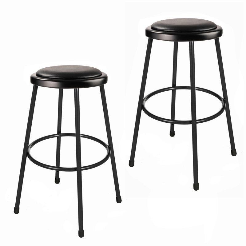 Siyah Çelik Ayak Destekli Dolgulu Bar Taburesi İkili Set - 77 cm - 148632