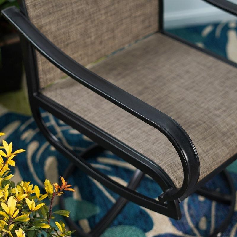 Siyah Çelik Döner Yüksek Sırtlı Ferforje Sandalye Seti 2li Set - 145965