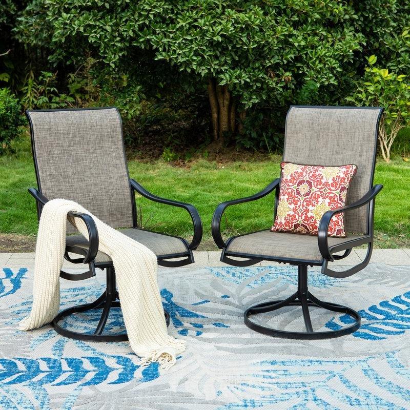 Siyah Çelik Döner Yüksek Sırtlı Ferforje Sandalye Seti 2li Set - 145965