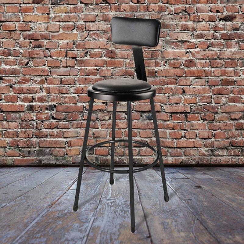Siyah Çelik Sırtlıklı Dolgulu Ergonomik Bar Sandalyesi - 77 cm - 148587