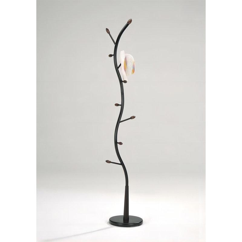 Siyah Çelik ve Ahşap 8 Kancalı Ağaç Tasarımlı Portmanto - Vestiyer - 188 cm - 161284