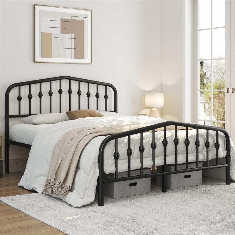 Siyah Demir Kemerli Başlıklı Platform Karyola - 155x211 cm - 142237