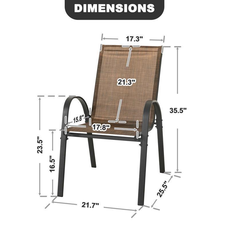 Siyah Demir Kolçaklı İstiflenebilir Tekstilen Balkon Sandalyesi Seti - 4lü - 145482