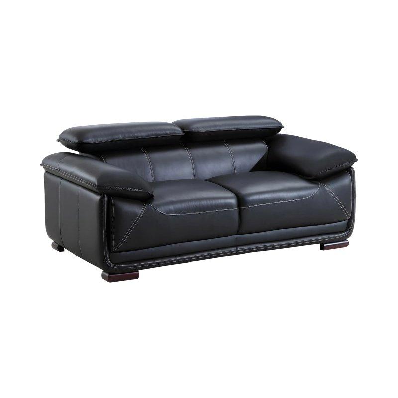 Siyah Deri Ayarlanabilir Başlıklı İkili Koltuk - 170 cm - 155179