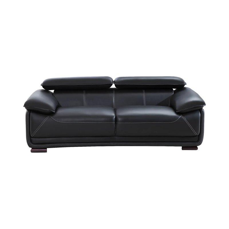 Siyah Deri Ayarlanabilir Başlıklı Üçlü Koltuk - 204 cm - 155338