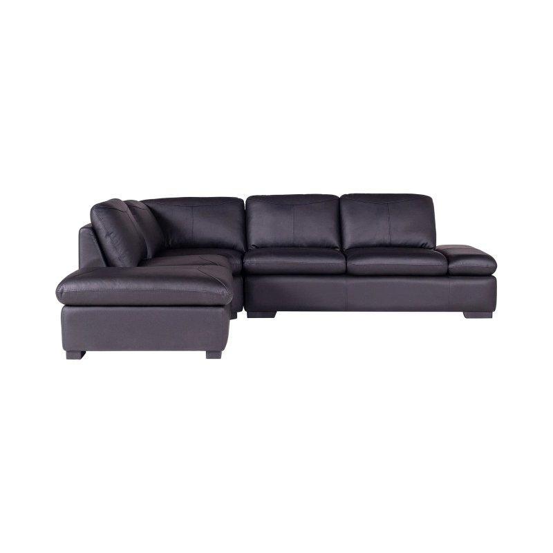 Siyah Deri Ayarlanabilir Kollu Sol Köşe Koltuk - 268x231 cm - 155602