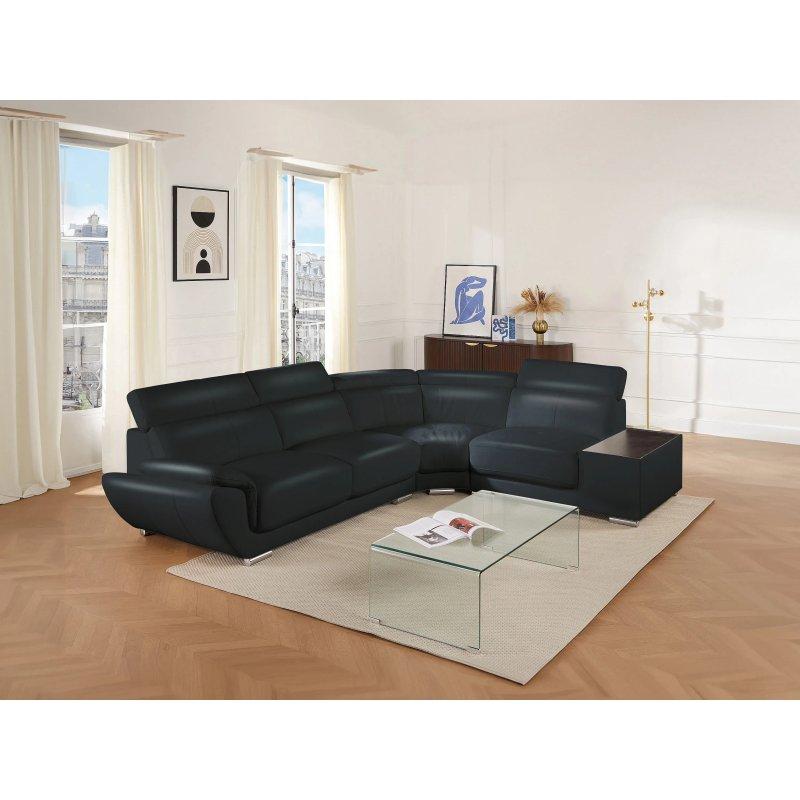 Siyah Deri Yan Sehpalı Sağ Köşe Koltuk - 306x240 cm - 155593