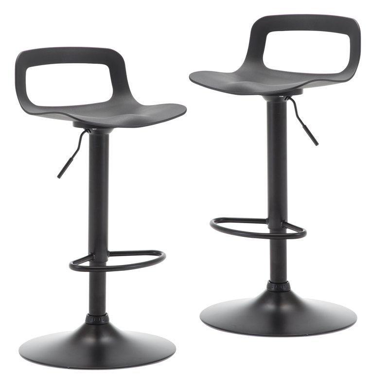 Siyah Döner Amortisörlü Plastik Bar Sandalyesi 2li Set - 148386