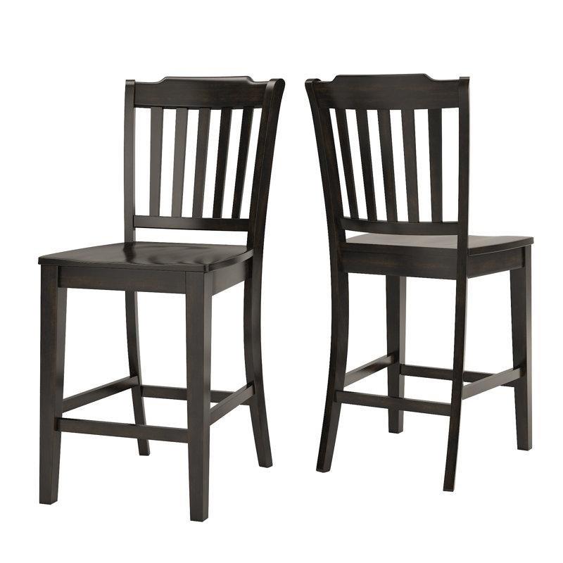 Siyah Eskitme Tasarımlı Sırtlıklı 2%27li Set Ham Ahşap Bar Sandalyesi - 62 cm - 148869