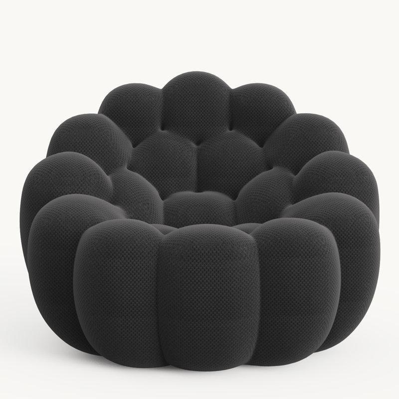 Siyah File Kumaş 3D Petek Dokulu Ergonomik Balon Tasarım Puf Koltuk - 157513