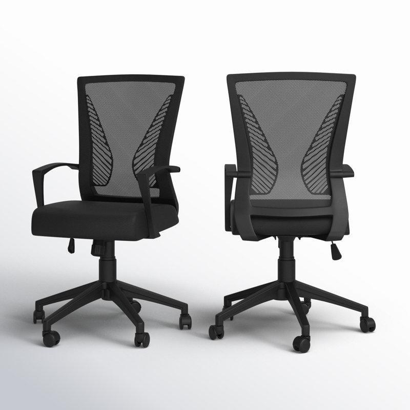 Siyah File Sırtlı Ergonomik Döner Çalışma Masası Sandalyesi, 2'li Set - 146976