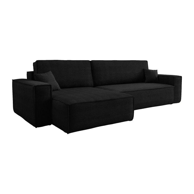 Siyah Fitilli Kadife Yataklı Sandıklı Üniversal Köşe Koltuk - 272x145 cm - 155830