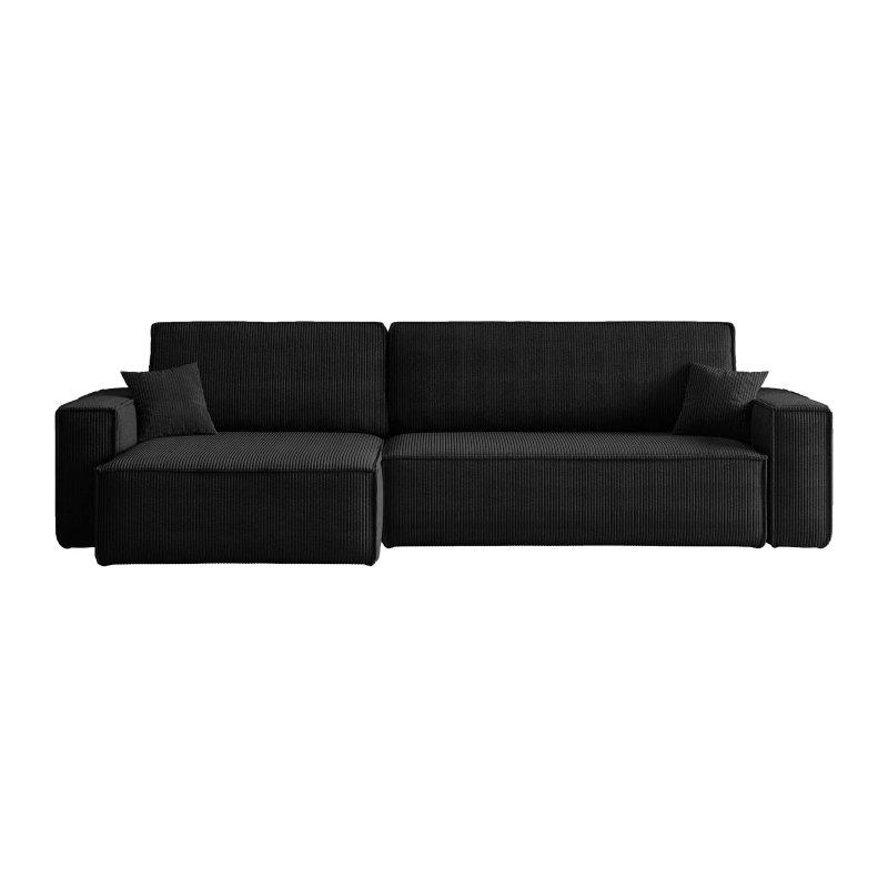 Siyah Fitilli Kadife Yataklı Sandıklı Üniversal Köşe Koltuk - 272x145 cm - 155830